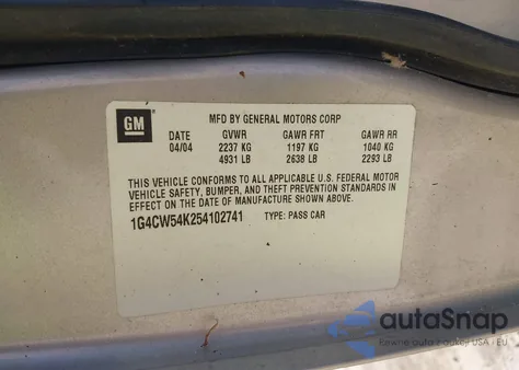 2005 Buick Park Avenue from USA, damaged, VIN 1G4CW54K254102741